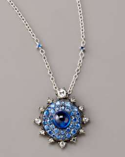 Bulls Eye Diamond & Sapphire Pendant Necklace