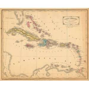    Cornell 1864 Antique Map of the West Indies
