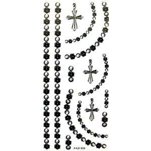   Waterproof temporary tattoos black crystal jewelry pendant cross drill