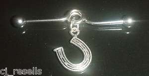 INDUSTRIAL LONG EAR BARBELL RING CHARM LUCKY HORSESHOE  