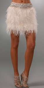 ADAM Ostrich Feather Skirt with Beaded Waist  