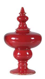 Apothecary Red Ceramic JAR Home Table Decor Accent NEW  