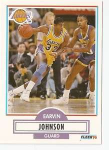 1990 91 Earvin Magic Johnson Fleer Basketball Trading Card #93  