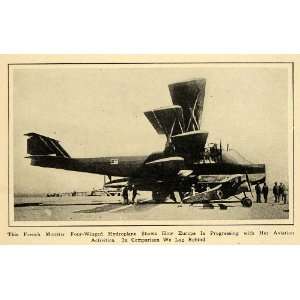  1922 Print French Monster Four Winged Hydroplane Plane 