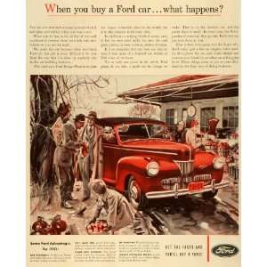  1941 Ad Ford Motor Co Red Super Deluxe Automobile Open air 