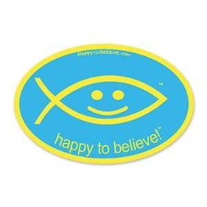    Happy to Believe Christian Fish Euro Sticker (Fun) Automotive
