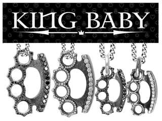 King Baby Studios BRASS KNUCKLES cz Pendant Necklace  