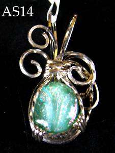 Silver Wire Wrapped fused Dichroic glass Pendant /Jewelery handcrafted 
