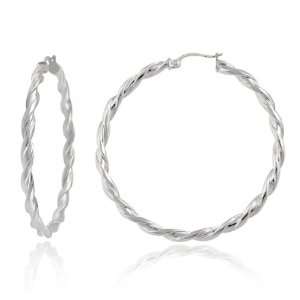   Silver Tarnish Free Twist Hoop Earrings (1.8 Diameter) Jewelry