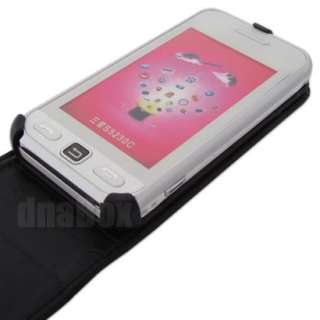 Leather Case Pouch Cover Skin + Film For Samsung S5230 Star l_Black 