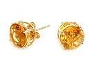 00CT 14K SOLID YELLOW GOLD CITRINE ROUND SHAPE STUD EARRINGS NEW BUY 