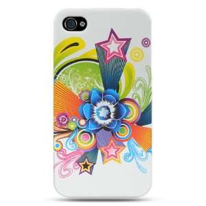   CASE WHITE FLOWER & STAR design for the Apple Iphone 4 & Iphone 4S