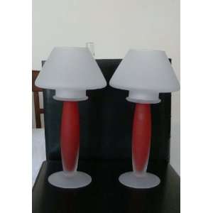 Frosted Glass Tealight Candle Lamps   Set of 2 Everything 