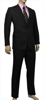   Lauren Mens Garrison Virgin Wool Pinstripe Suit Black $1495  