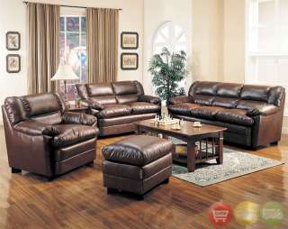  Love Seat & Chair Casual 3 Piece Bonded Leather Living Room Set  