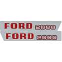 Ford 2000 65 68 3 cyl Tractor Hood Decal Set