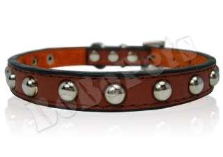 Studded leather Pet Dog Collar black blue brown S M L  