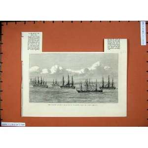  1874 Transport Sarmatian Gold Coast Channel Ships Print 