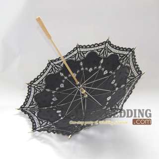Black Cotton Classical Bridal parasol umbrella/Fans  