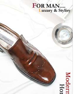Mens Dress shoes Italian Style Brown Leather Loafers  