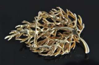   Vintage 1966 Karbra Heavy 14K Gold Diamond Tree Branch Pin Brooch