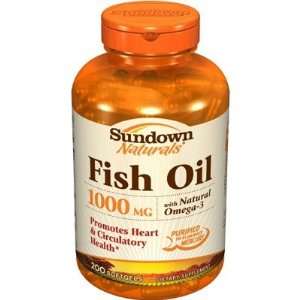  Sundown Naturals  Fish Oil, Cholesterol Free, 1000mg, 200 
