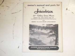 Jacobsen Ford 22 Putting Green Mower Manual 1950s  