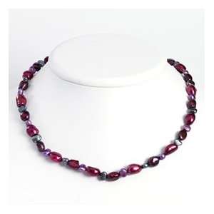   Silver Purple & Grey Freshwater Cultured Pearl Necklace Jewelry