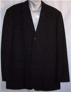 44L Perry Ellis BLACK WHITE PINSTRIPED sport coat suit blazer jacket 