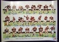 1964 Cleveland Browns Team Signed Litho JIM BROWN + 24  