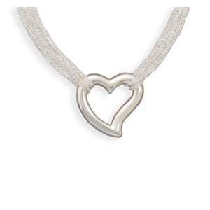   12 Strand Fashion Necklace with Open Heart Pendant Jewelry