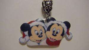 Disney Mickey Minnie Mouse Santa hat Christmas Pendant  