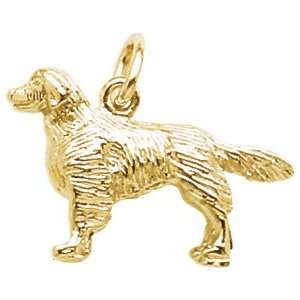   Rembrandt Charms Golden Retriever Charm, Gold Plated Silver Jewelry