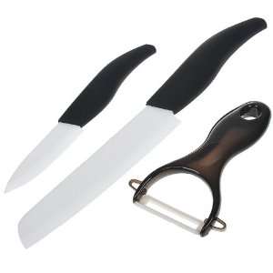 Chic Chefs Horizontal Ceramic Knives + Peeler Set (3 pack)  