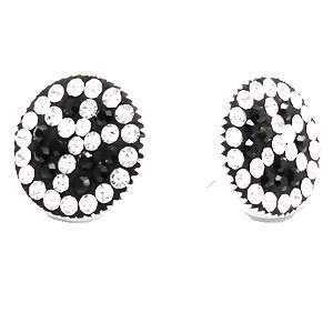   White Peace Sign Crystal Stones 925 Sterling Silver Post/stud Earrings
