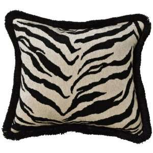 Black Fringe Zebra Rectangular Pillow 