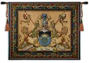 OLD WORLD LION CREST MEDIEVAL ART TAPESTRY WALL HANGING  