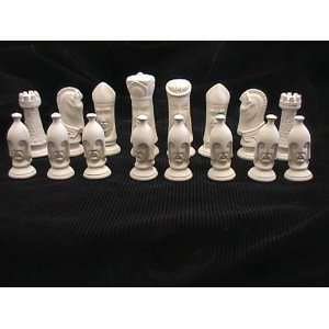   bisque unpainted 32 pcs. large chess set (no board) 