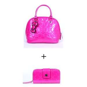 com Hello Kitty Sanrio Tote Bag Purse Set   Fushcia Pink Embossed Bag 