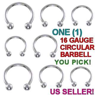 Steel Circular Barbells Horseshoe 16 Gauge 16g Lip Ring  