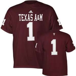  Texas A&M Aggies Maroon adidas #1 Football Jersey T Shirt 