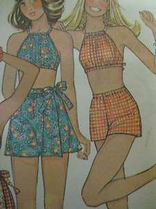   McCalls 4055 DRAWSTRING HALTER TOP WRAP SKIRT Sewing Pattern Women
