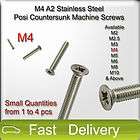 m4 a2 stainless steel posi countersunk machine screws bolts small