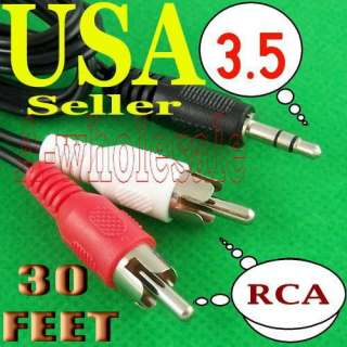 30FT 3.5mm Male to 2 RCA Male Audio Cable  MP4 PC 14  