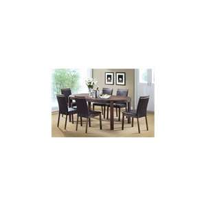  79 Oval Dining Table with 6 Side Chairs   Walnut / Dark 