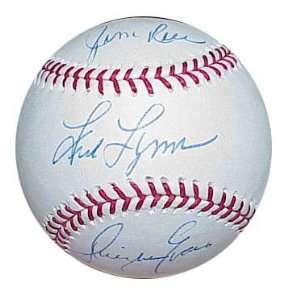 1970s Red Sox Outfield Autographed Baseball  Sports 