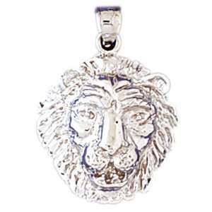  14kt White Gold Lion Head Pendant Jewelry