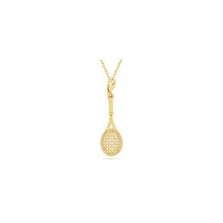 Sterling Silver Diamond Tennis Racket Charm (1/10 cttw) Jewelry 