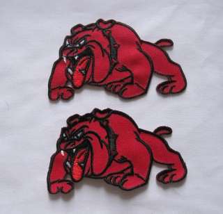 RED PITBULL DOG EMBROIDERED EASY IRON ON PATCH  