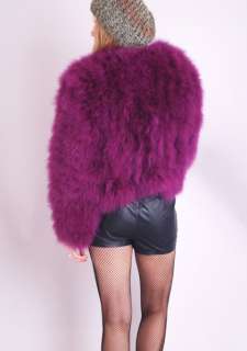 Vtg Violet OSTRICH FEATHER FUR Fox Draped SHAGGY Bolero Jacket Dress 
